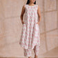 trueBrowns Pink Green Buta On White Block Print Cotton High-Low Co-Ord Set - Swadesiicart