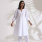 trueBrowns White Slub Kurta Set | Swadesiicart