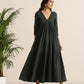 trueBrowns Charcoal Cotton Dobby Tiered Dress - Swadesiicart
