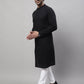 Even Apparels Black Pure Cotton Kurta With Band Collar | Swadesiicart