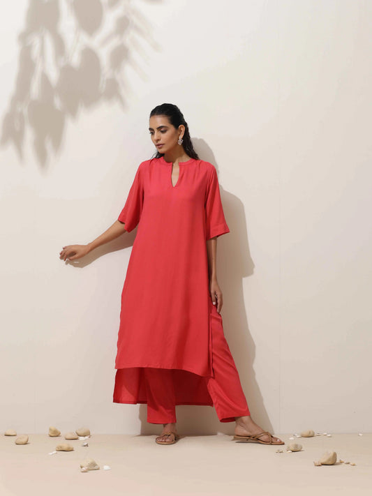 trueBrowns Coral Viscose Kurta Pant Set | Swadesiicart