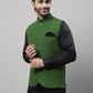 Even Apparels Men's Green Pure Wool Nehru Jacket | Swadesiicart