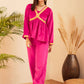 InWeave Women's Magenta Mughal Shaan Style Velvet Short Kurta Set - Swadesiicart