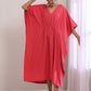 trueBrowns Bright Pink Dobby Kaftan Dress | Swadesiicart