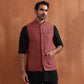 trueBrowns Men's Rust Cotton Dobby Nehru Jacket | Swadesiicart