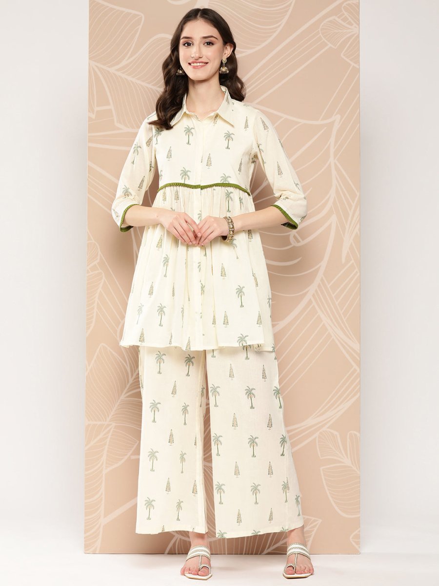 Ahalyaa Printed Cotton Tunic with Palazzos | Swadesiicart