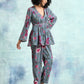 trueBrowns Grey Printed Velvet Co-Ord Set - Swadesiicart