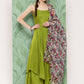 InWeave Women's Olive Strappy Set W White Pink Or Duptta - Swadesiicart