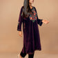 trueBrowns Maroon Velvet Embroidered Kurta Set | Swadesiicart