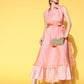 Ahalyaa Belted Tiered Empire Ethnic Dress | Swadesiicart
