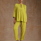 trueBrowns Lime Modal Satin Shoulder Pleat Co-Ord Set - Swadesiicart