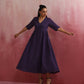 trueBrowns Purple Cotton Dobby Dress | Swadesiicart