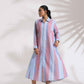 trueBrowns Blue Cotton Stripe Flared Shirt Dress | Swadesiicart