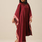 trueBrowns Ruby Wine Slub Texture High Low Kaftan Pant Set | Relove | Swadesiicart