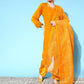 InWeave Women's Mustard Velvet Kurta Set With Mustard Kota Bandhani Dupatta - Swadesiicart