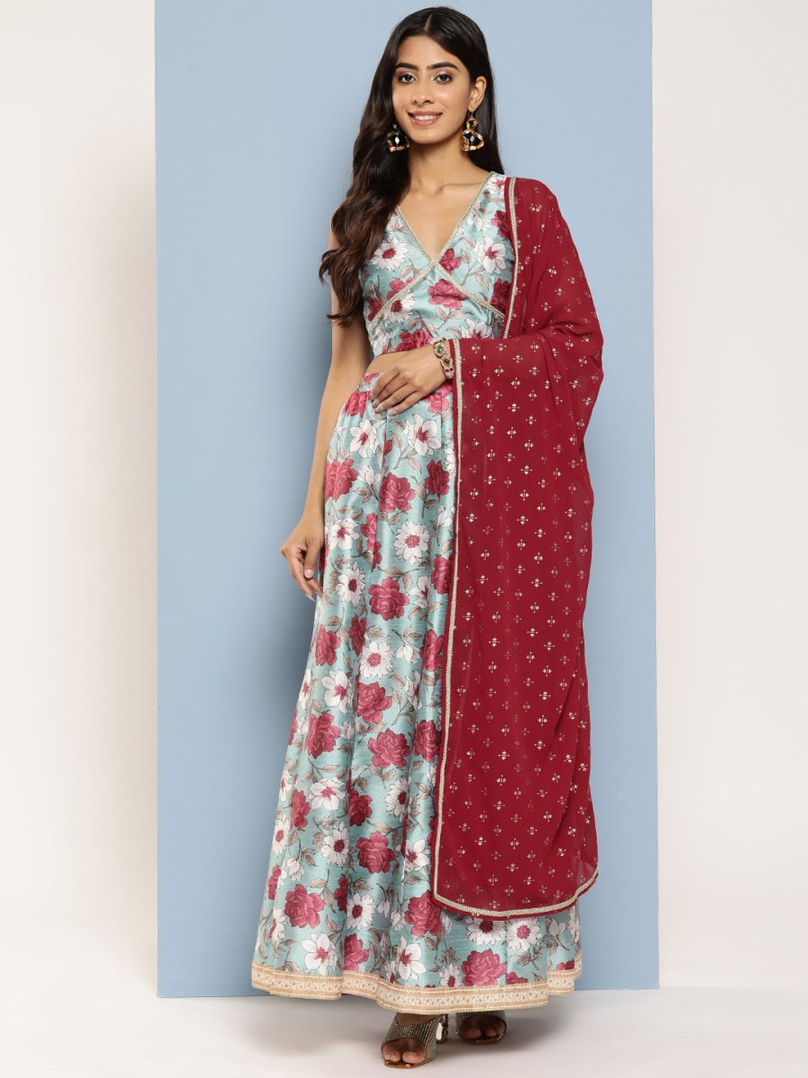 Ahalyaa Printed Ready to Wear Lehenga & Blouse With Dupatta | Swadesiicart