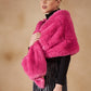 InWeave Women's Light Pink Long Faux Fur Cape - Swadesiicart