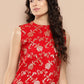 InWeave Women's Red Brocade Halter Top - Swadesiicart