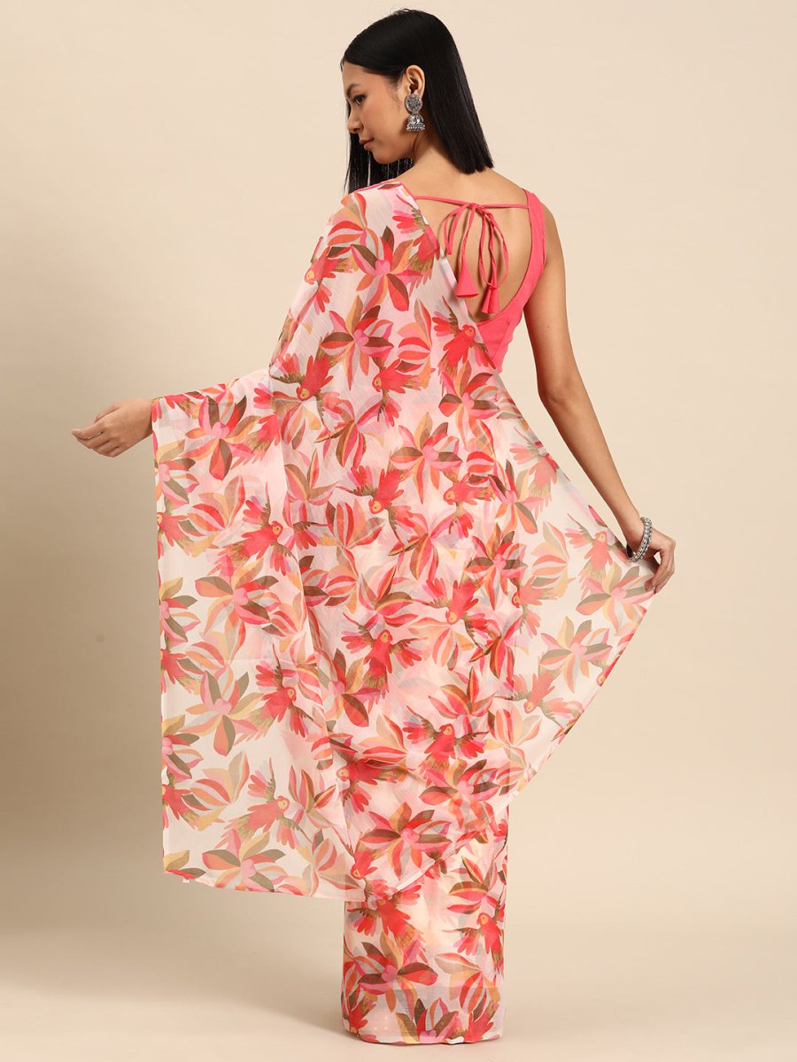 Ahalyaa Floral Poly Chiffon Saree | Swadesiicart