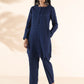 trueBrowns Blue Cotton Dobby Relaxed Co-ord Set - Swadesiicart