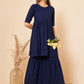 InWeave Women's Royal Blue Chikankari Kurta Set With Sharara - Swadesiicart