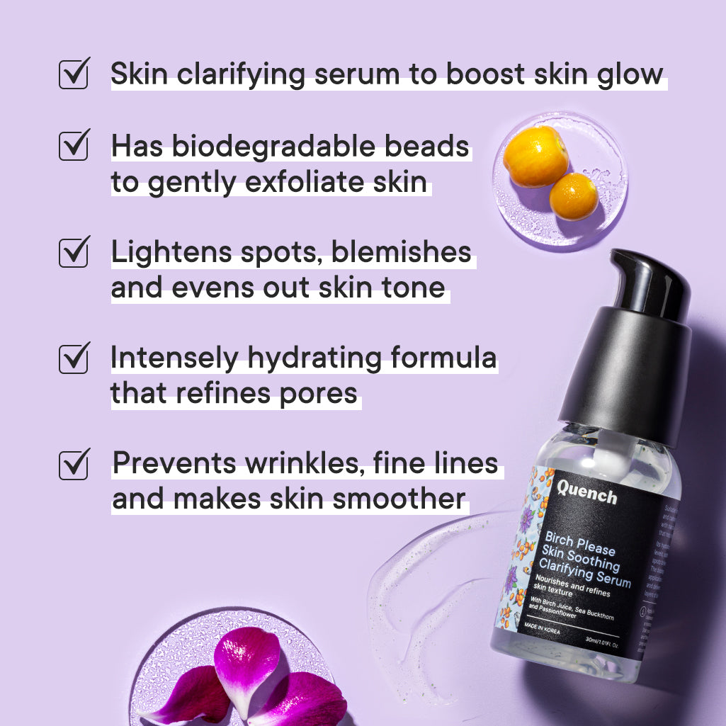 Quench Botanics Birch Please Skin Soothing Clarifying Serum, Smooth & Hydrated Skin - Korean Skincare | Swadesiicart