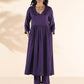 trueBrowns Purple Viscose Dobby Slit Kurta Pant Set | Swadesiicart