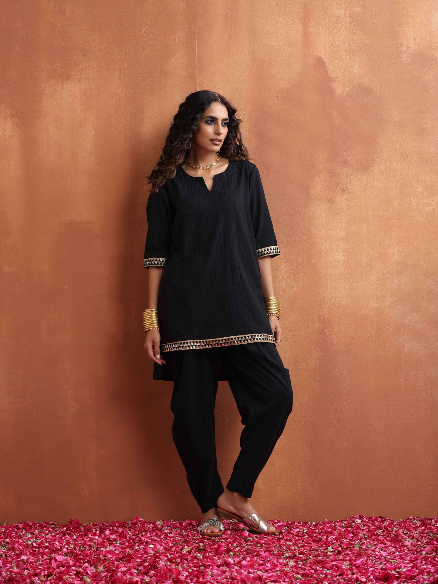 trueBrowns Black Cotton Co-ord Set - Swadesiicart