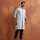 trueBrowns Men's Grey Chanderi Front Open Kurta | Swadesiicart