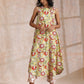 trueBrowns Yellow Overall Floral Block Print Cotton Sleeveless Kurta Pant Set | Swadesiicart