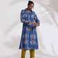 trueBrowns Blue Cotton Stripe Print Kurta Set | Swadesiicart