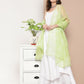 InWeave Women's Cream Strappy With Green White Chintz Organza Dupatta - Swadesiicart