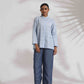 trueBrowns Blue Cotton Check Shirt Top Co-ord Set - Swadesiicart