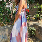 Noroke Pure Muslin Abstract Long Ruffled Tiered Dress - Printed | Swadesiicart