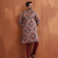 trueBrowns Men's Rust Geometric Printed Kurta | Swadesiicart