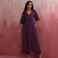 trueBrowns Purple Modal Pleated Kurta Set | Swadesiicart