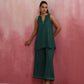 trueBrowns Dark Green Cotton Dobby Kurta Co-ord set - Swadesiicart
