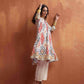 trueBrowns Off White Ikat Print Anarkali Kurta Co-ord Set - Swadesiicart