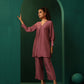 trueBrowns Light Mauve Silk Front Pleat Co-ord Set - Swadesiicart