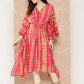 Ahalyaa Women Printed Flared Sleeves Gotta Patti Belted Detail Crepe Kaftan Kurta | Swadesiicart