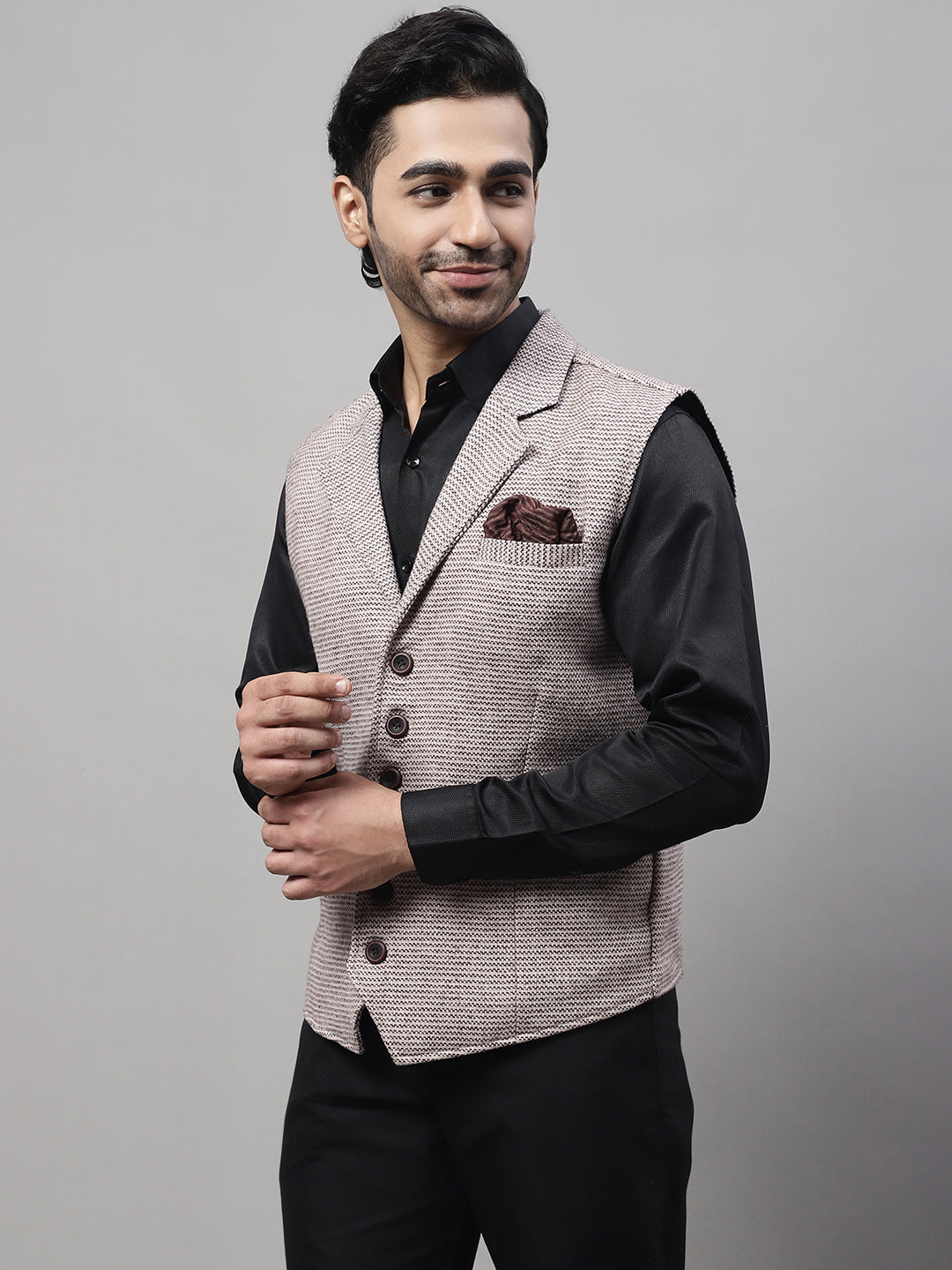 Even Apparels Men's Cream Pure Wool Nehru Jacket | Swadesiicart