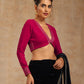 trueBrowns Rani Pink Velvet Embroidered Blouse | Swadesiicart