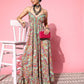 InWeave Women's Green Paisley Print Back Detail Long Dress - Swadesiicart