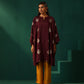 trueBrowns Wine Geometric Viscose Silk Kaftan Kurta Pant Set | Swadesiicart