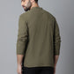 Indian Clothing Even Apparels Green Pure Cotton Kurta With Band Collar | Swadesiicart