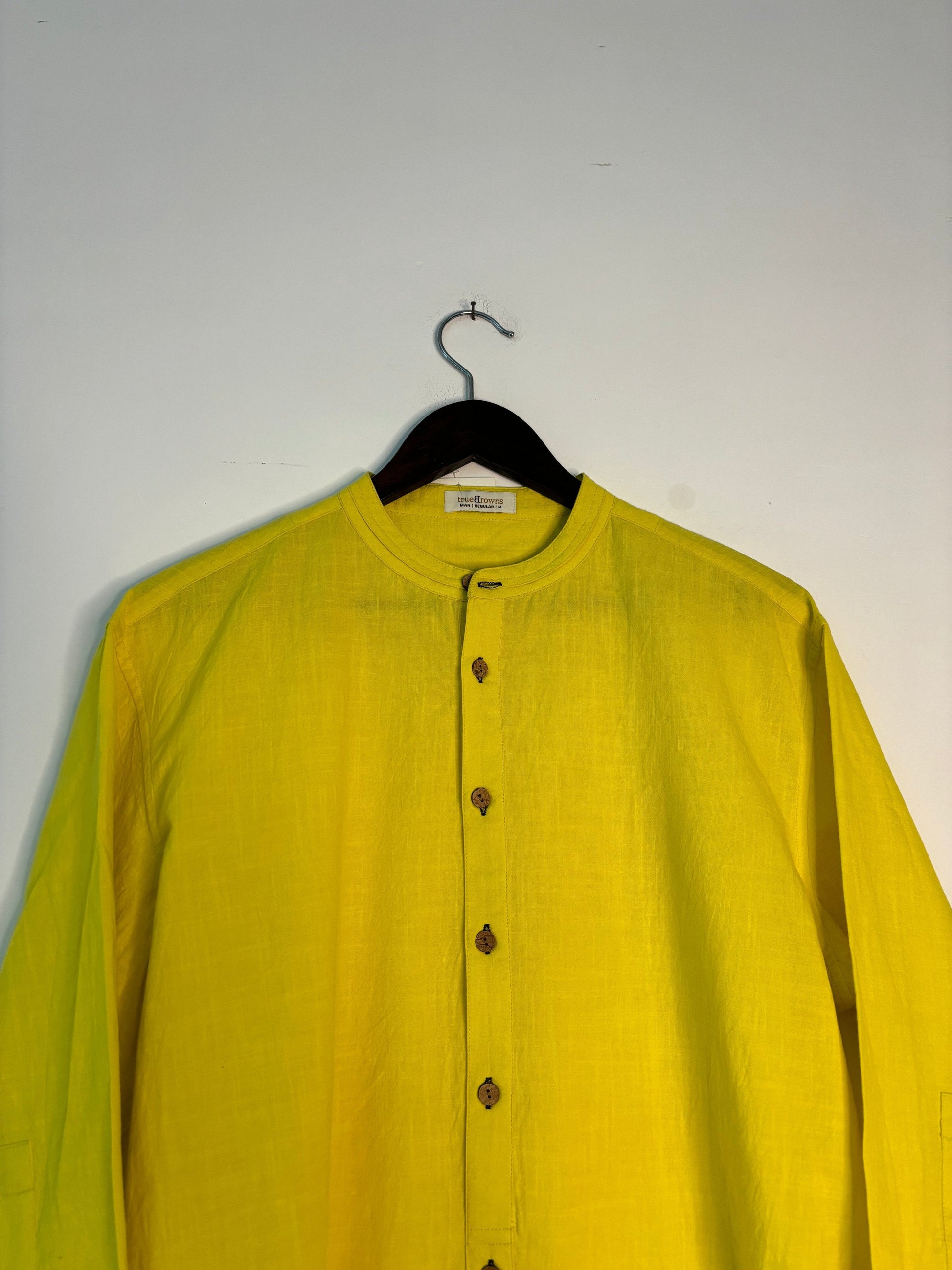 trueBrowns Lime Cotton Men's Shirt | Swadesiicart