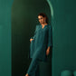 trueBrowns Teal Silk Relaxed Placket Co-ord Set - Swadesiicart