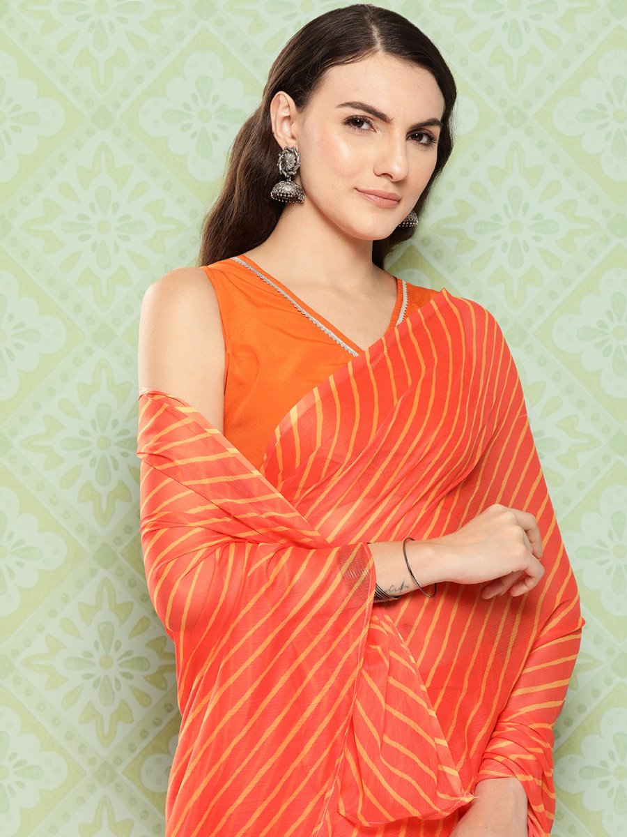Ahalyaa Leheriya Poly Chiffon Saree | Swadesiicart