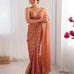 Lorenvalley Fashion Peach NC Chiffon Square with fancy Lace Saree with Blouse - Swadesiicart