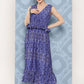 InWeave Women's Blue Floral Paisley Print Long Frill Dress - Swadesiicart